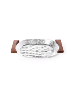 Oval tray with wooden handle