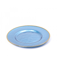 Blue glass dish with a gold rim