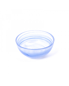 Medium blue corrugated glass bowl