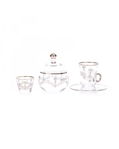 Luxurious Turkish crystal coffee and tea set 50 pieces, silver