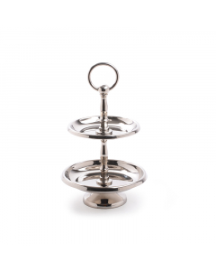Small silver circular serving bag with two tiers