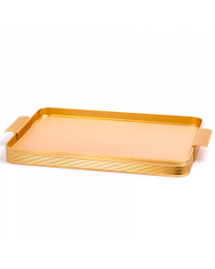 golden leather serving tray
