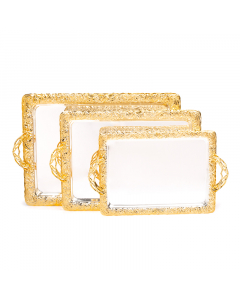 Set of golden wooded trays, 3 pieces