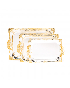 Set of 3 golden silver trays