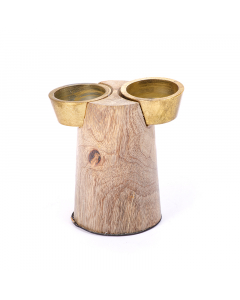 Wooden candle holder with two bases