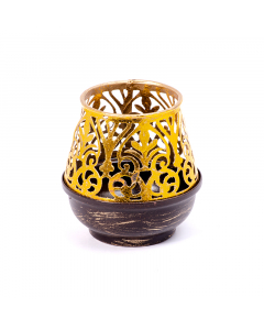 Gold and black patterned candle holder