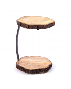 Two-tier wooden cake stand