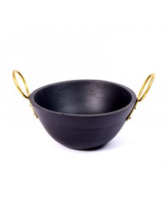 Black wood serving bowl with golden handle