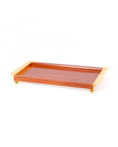 Wooden presentation tray with golden handle