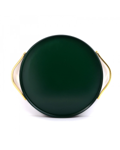 Green serving tray - with gold handle