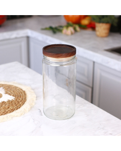  glass jar with woody cover 1500ml