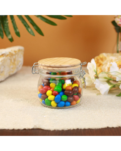 Glass jar with wooden lid with lock, 550 ml