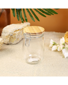 Glass jar with wooden lid with lock 1000 ml